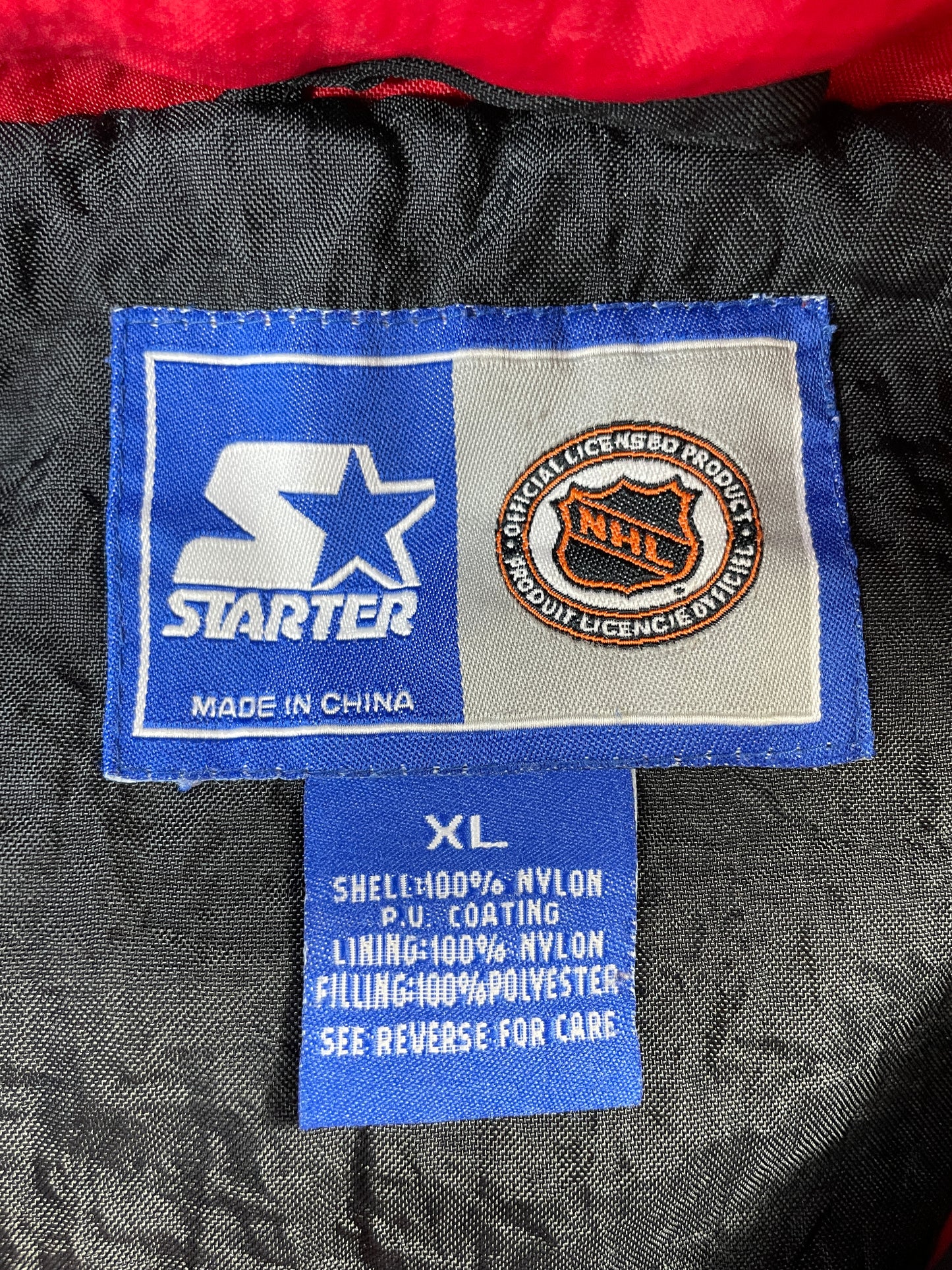 90’s STARTER x CHICAGO BLACKHAWKS Size XL Vintage NHL Padded Nylon Jacket / E6874N