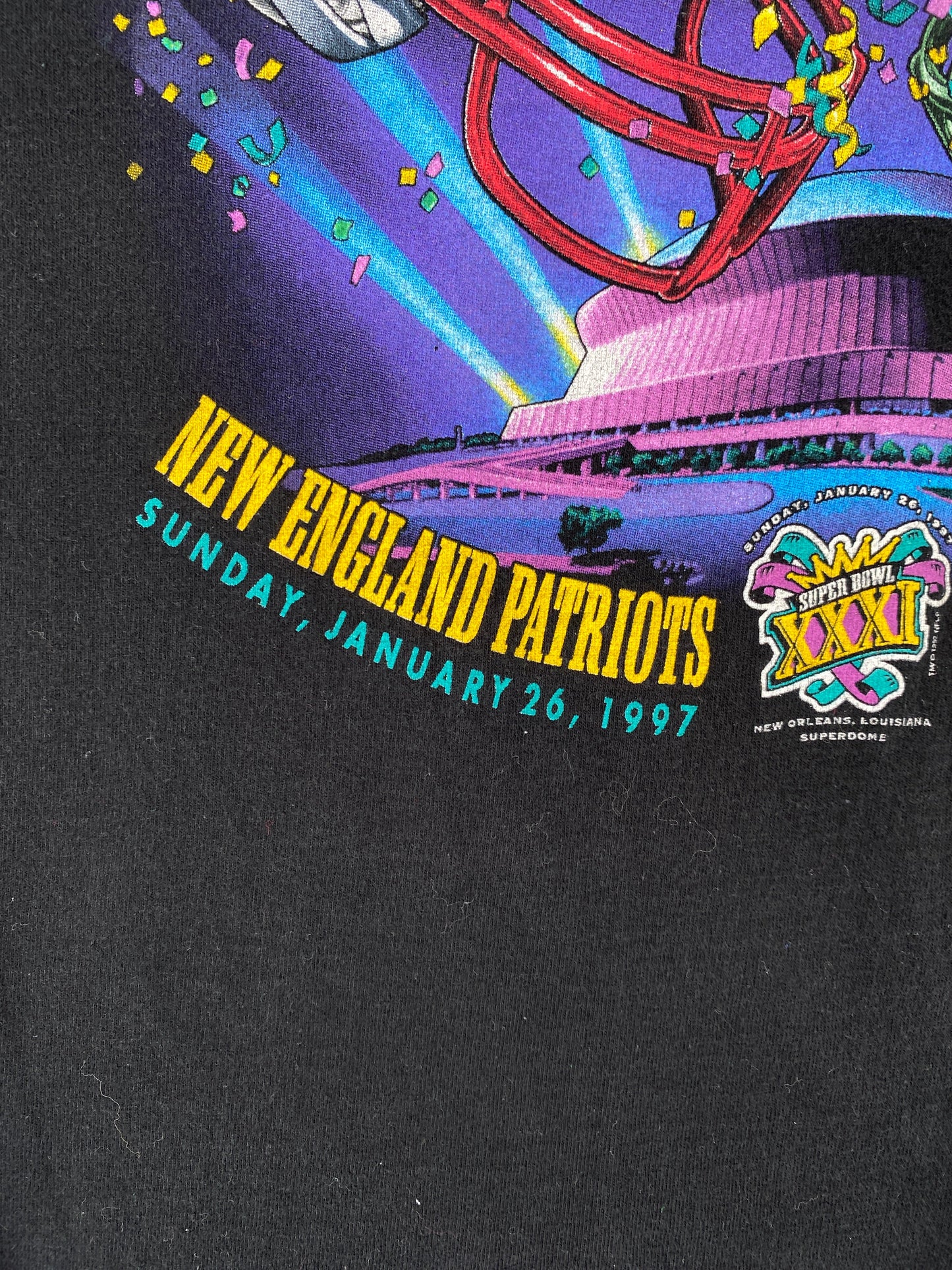 1997 SUPER BOWL NEW ENGLAND PATRIOTS x GREEN BAY PACKERS Made in USA Size XL NFL T-shirt / F9241T