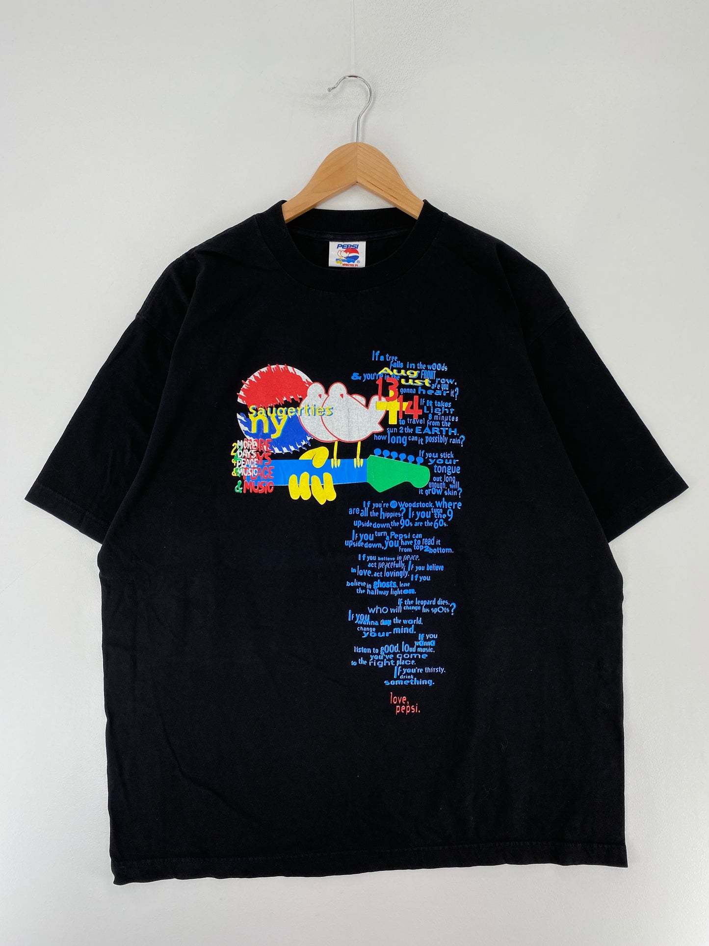 1994 WOODSTOCK x PEPSI Size XL Vintage Music T-Shirt / E7251T