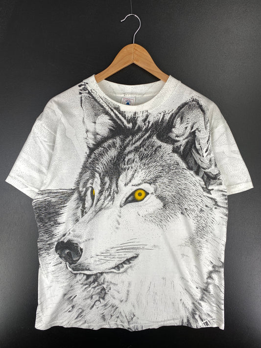 90’s WOLF Made in USA Size L Vintage Animal T-Shirt / F2833T