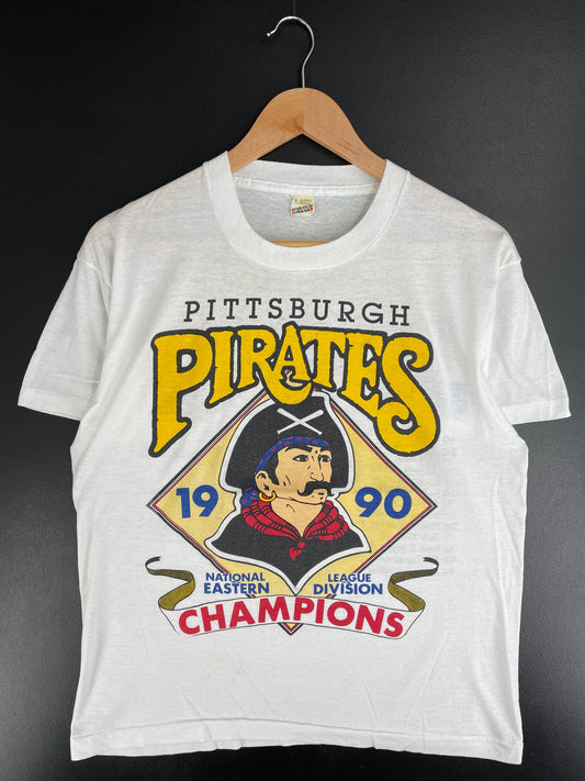 1990 PITTSBURGH PIRATES Made in USA Size L Vintage MLB T-Shirt / F2888T