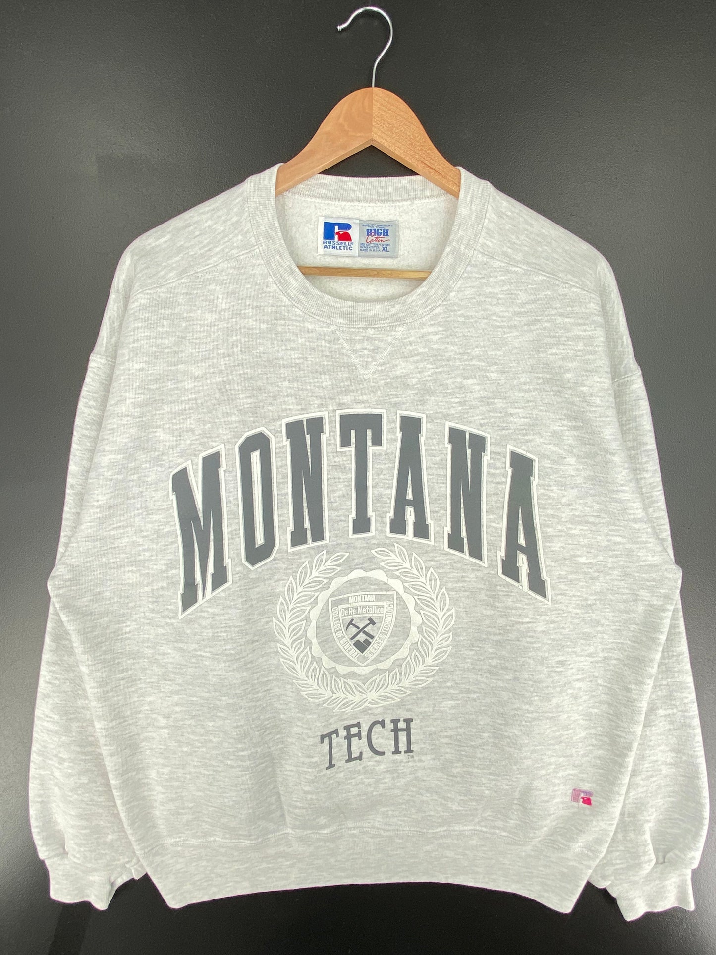 90’s RUSSELL x MONTANA TECH Made in USA Size XL Vintage College Sweat-shirt / F4050S