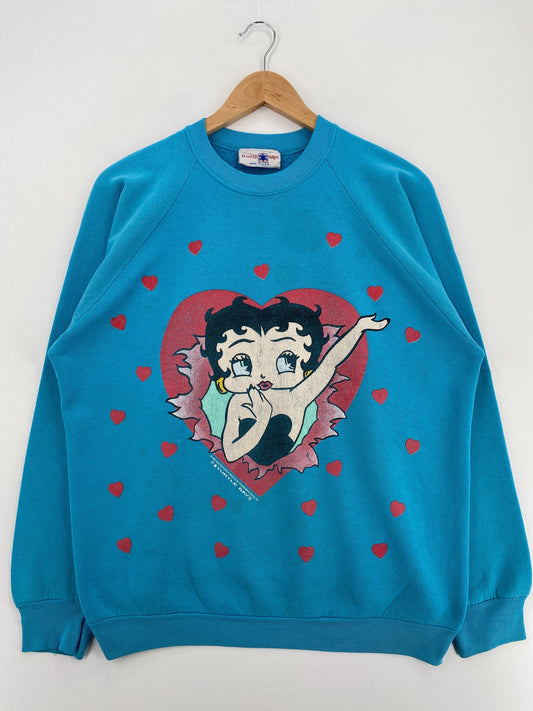 1993 BETTY BOOP Made in USA Size Approx.M Vintage Sweat-shirt / F6342S
