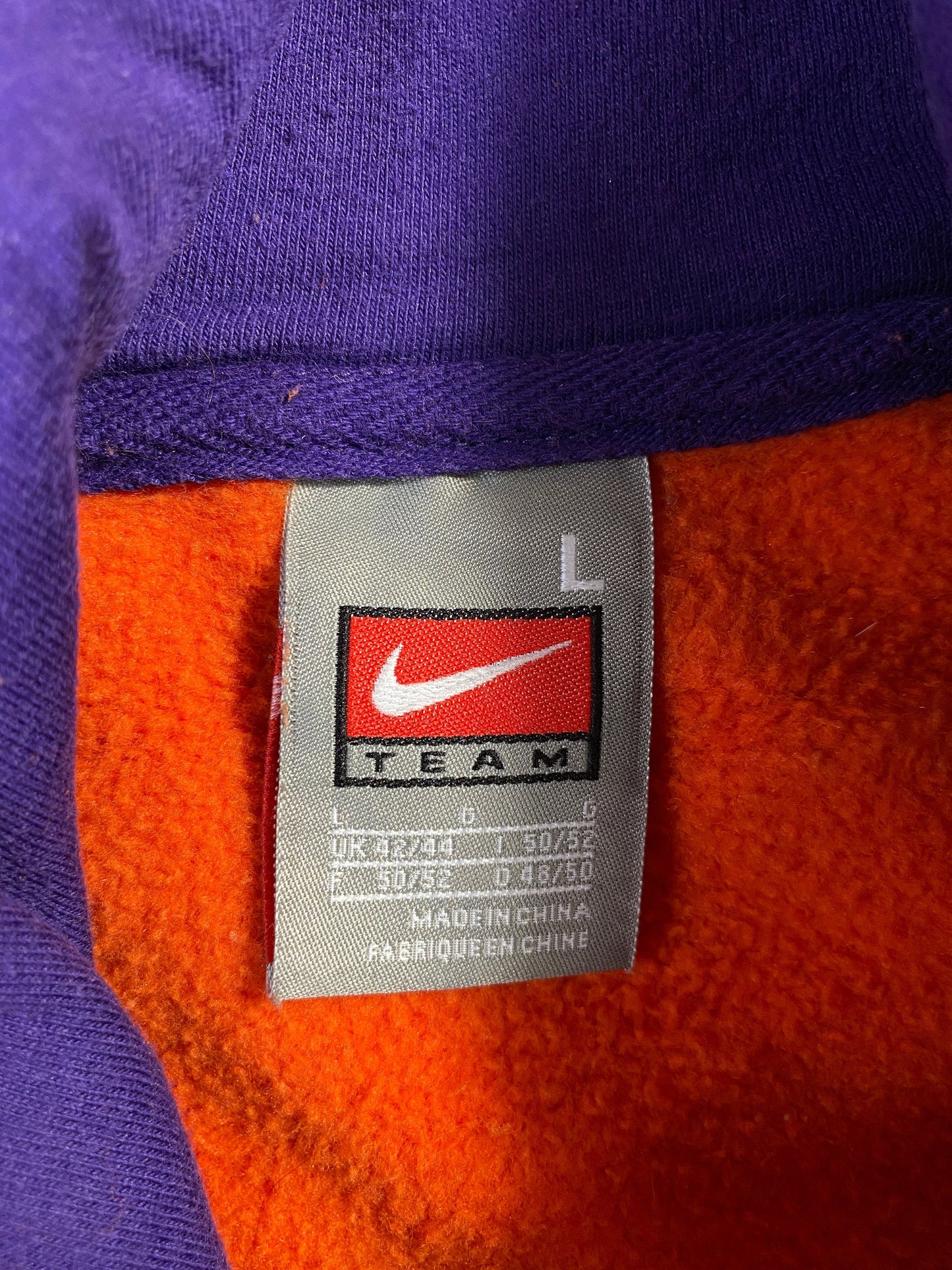 00' NIKE x SOUTH CAROLINA CLEMSON Size L Vintage College Hoodie Sweat-Shirt / G3491S