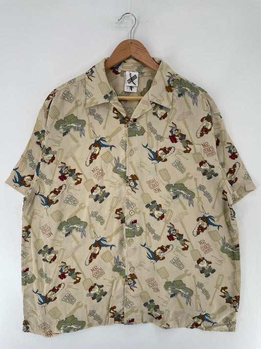 .2001 LOONEY TUNES TAZ Size L Vintage Button Down Shirt / E7428B