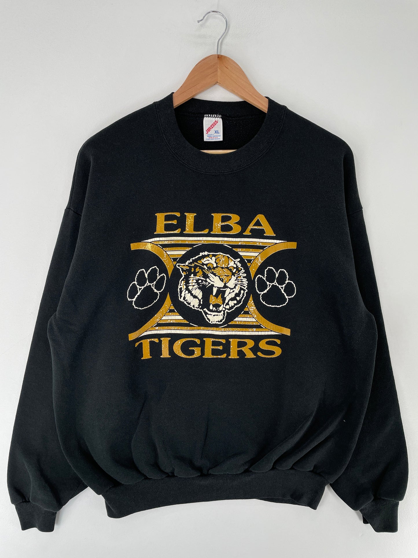 90's ELBA TIGERS Made in USA Size XL Vintage College Sweat shirt / G5095S