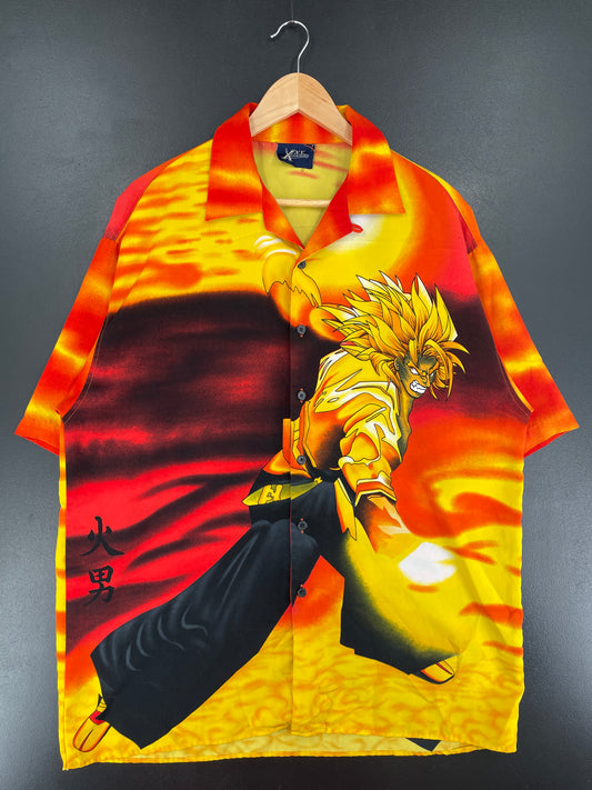 .Vintage FIRE MEN Size Approx.XL Button Down Shirt / F814B