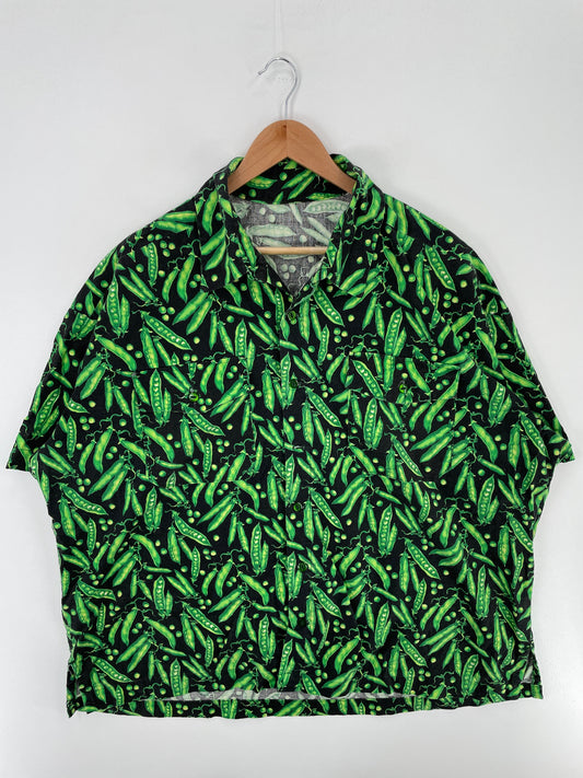 .Vintage GREEN PEA Size Approx.XXL Button Down Short Sleeve Shirt / E8100B