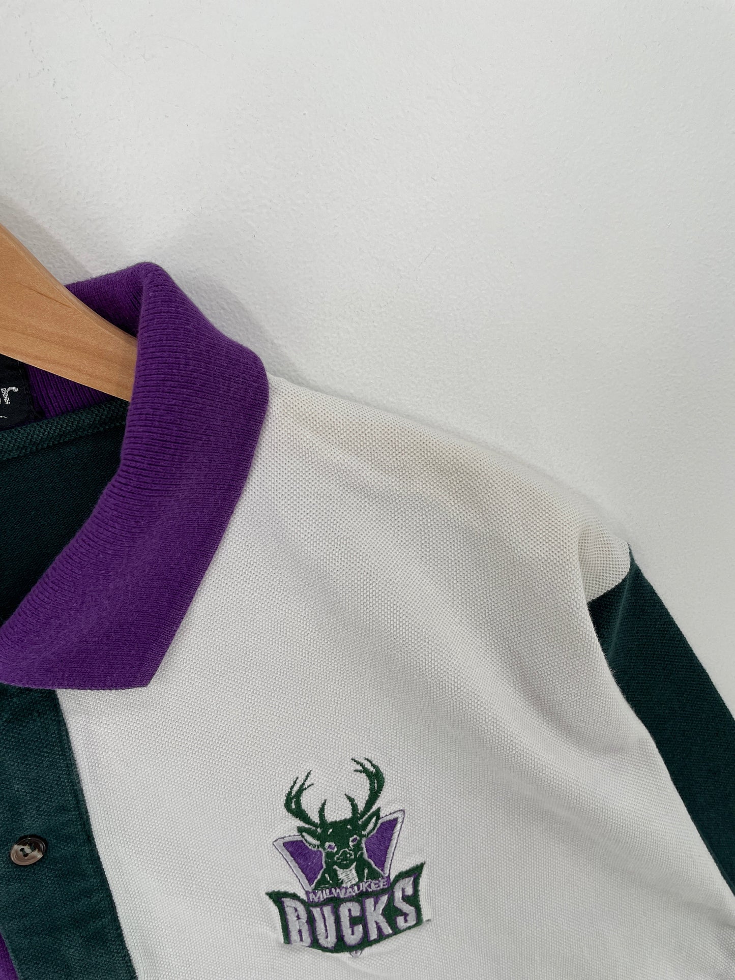 90's MILWALKEE BUCKS Made in USA Size M Vintage NBA Polo shirt / G2035T