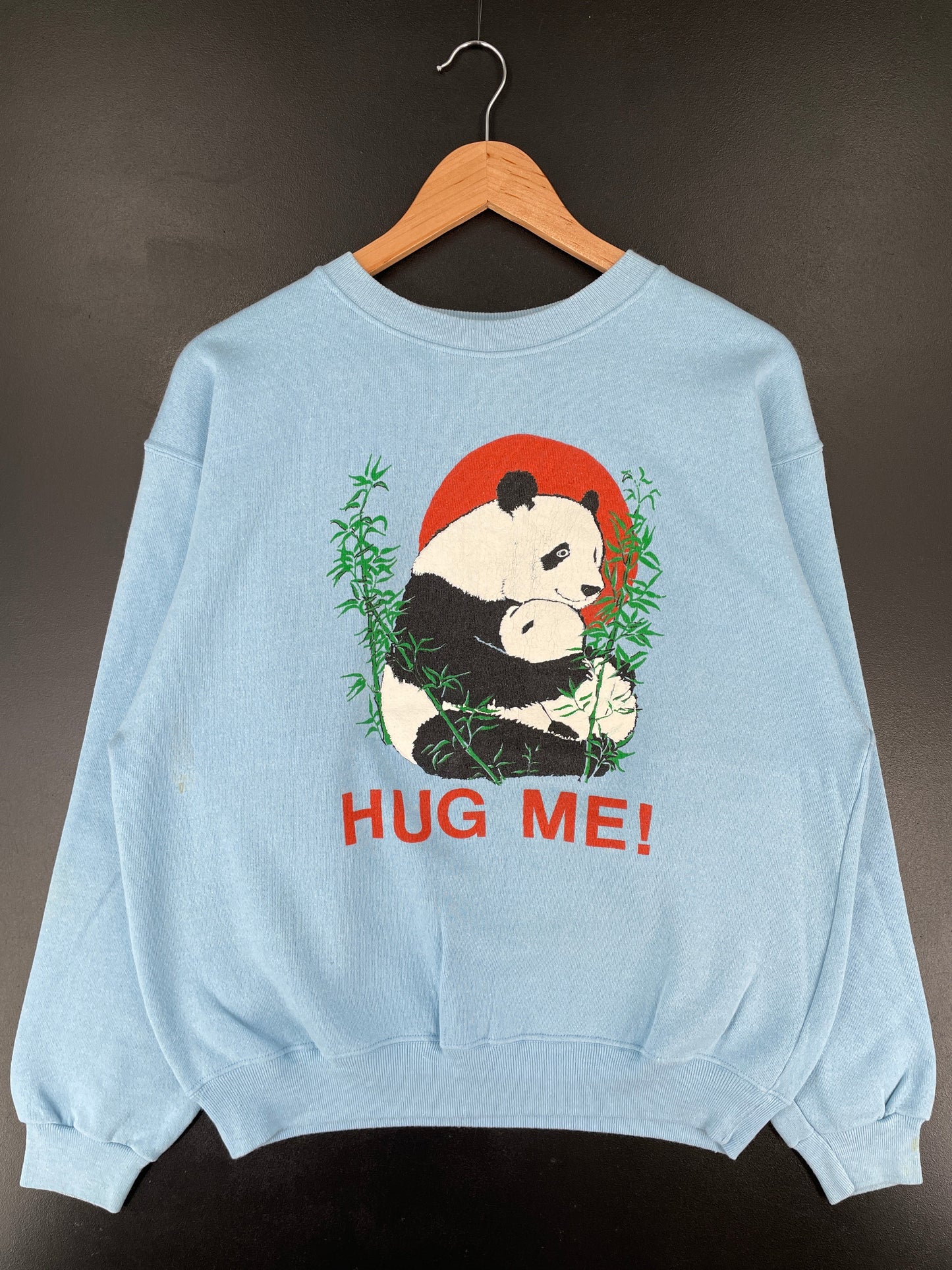80’s HUG ME! Made in USA Size L Vintage Animal Sweat-Shirt / G4873S