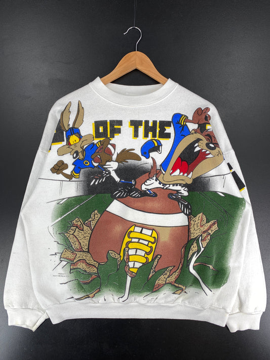 .90's LOONEY TUNES "TOP OF THE GAME" Made in USA Size XL Vintage Sweat-shirt / F4738S