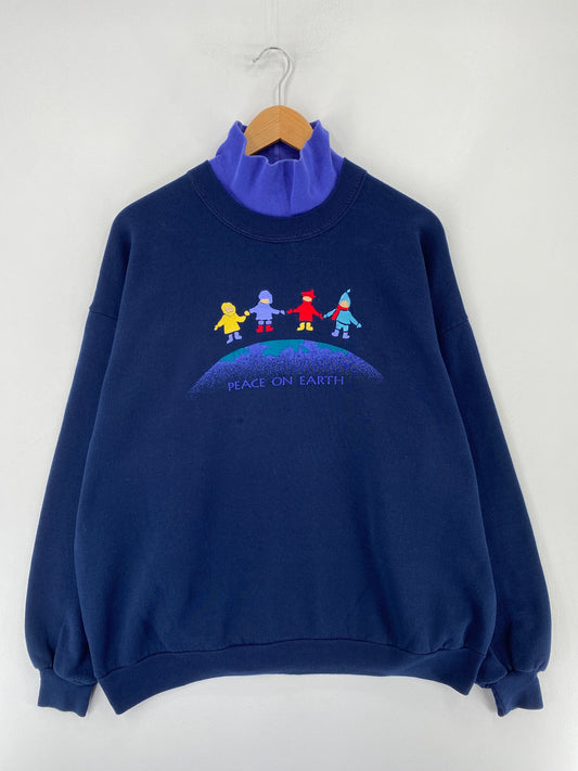 .90’s PEACE ON EARTH Made in USA Size XXL Sweat-Shirt / E6937S