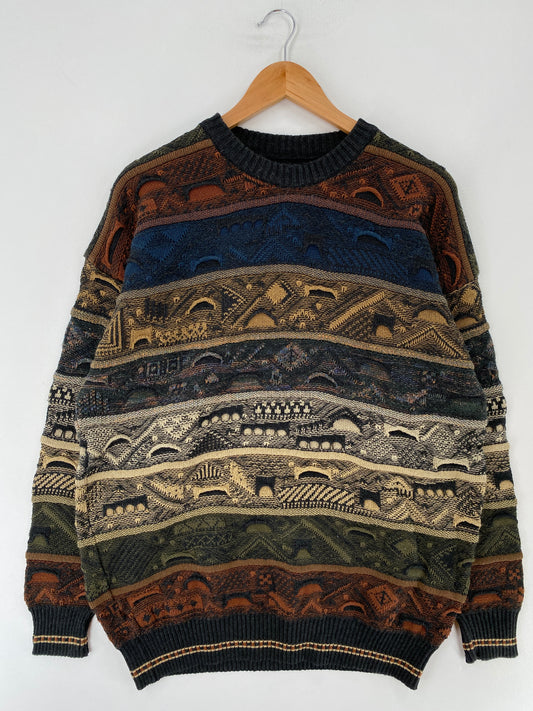 Vintage 3D COOGI-Style Size Approx.L Cotton Knit Sweater / F253K