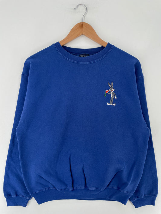 .90's LOONEY TUNES BUGS BUNNY Made in USA Size L Vintage Sweat-shirt / E7786S