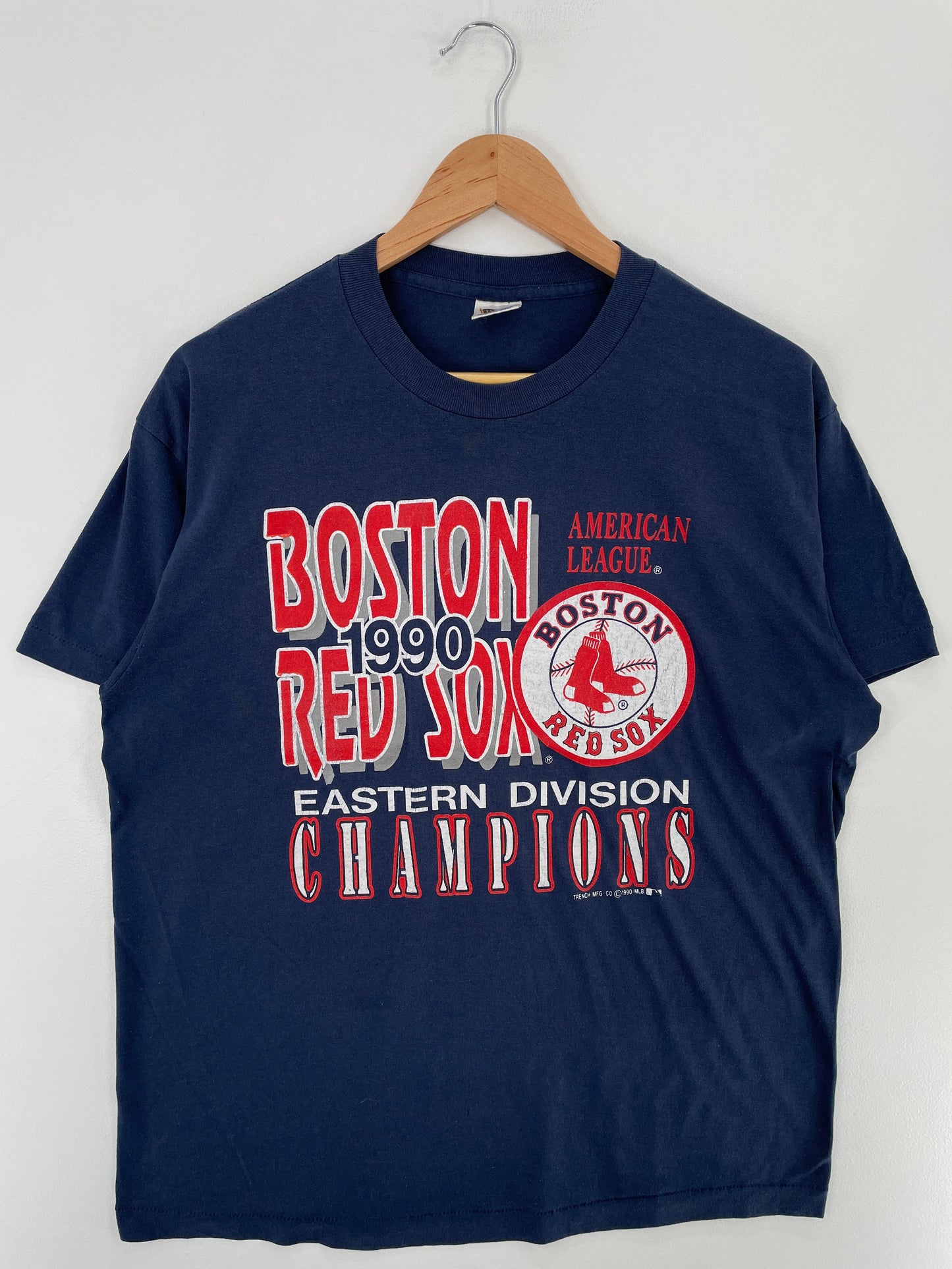 1990 BOSTON RED SOX Made in USA Size XL Vintage MLB T-Shirt / F4696S