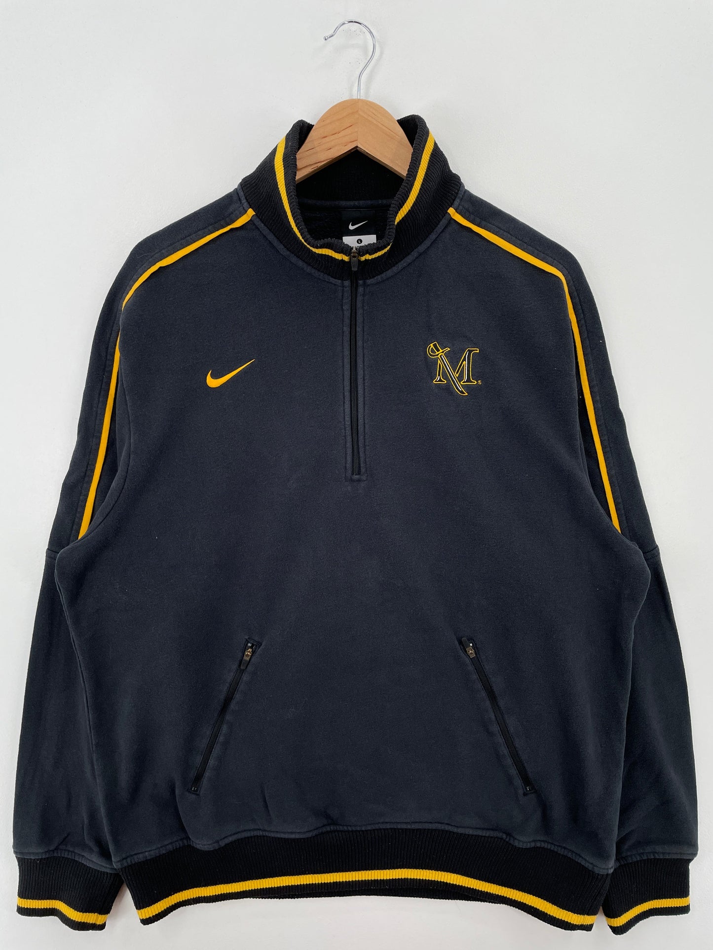Vintage NIKE x Millersville Marauders Size L Vintage College Hal Zip-up Sweat-Shirt / G1200S