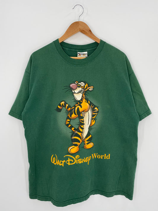 00’ DISNEY WORLD TIGGER Size L Vintage T-Shirts / K781