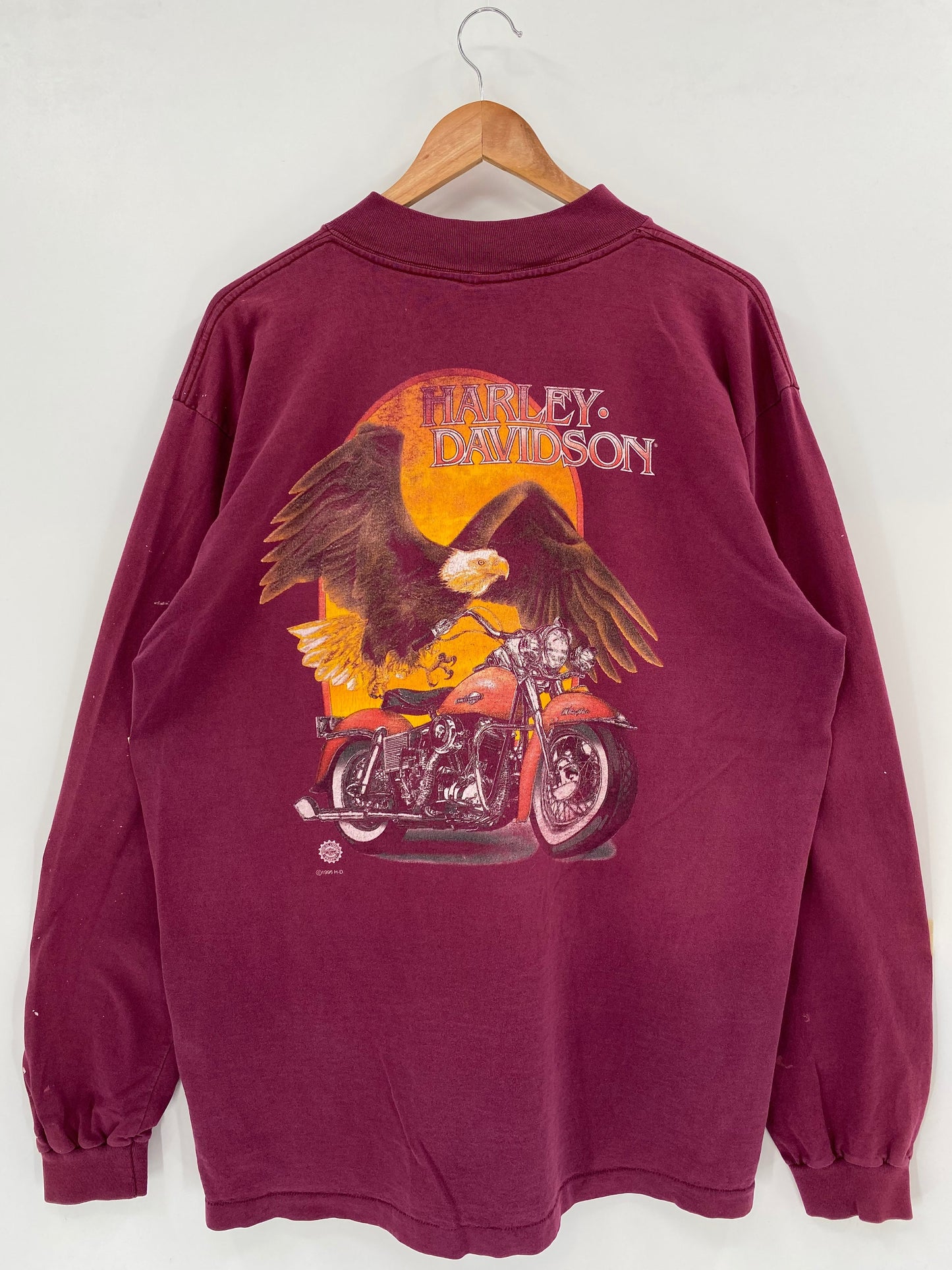 1995 HARLEY DAVIDSON Made in USA Size XL Vintage Long sleeve T-Shirt / E5413T