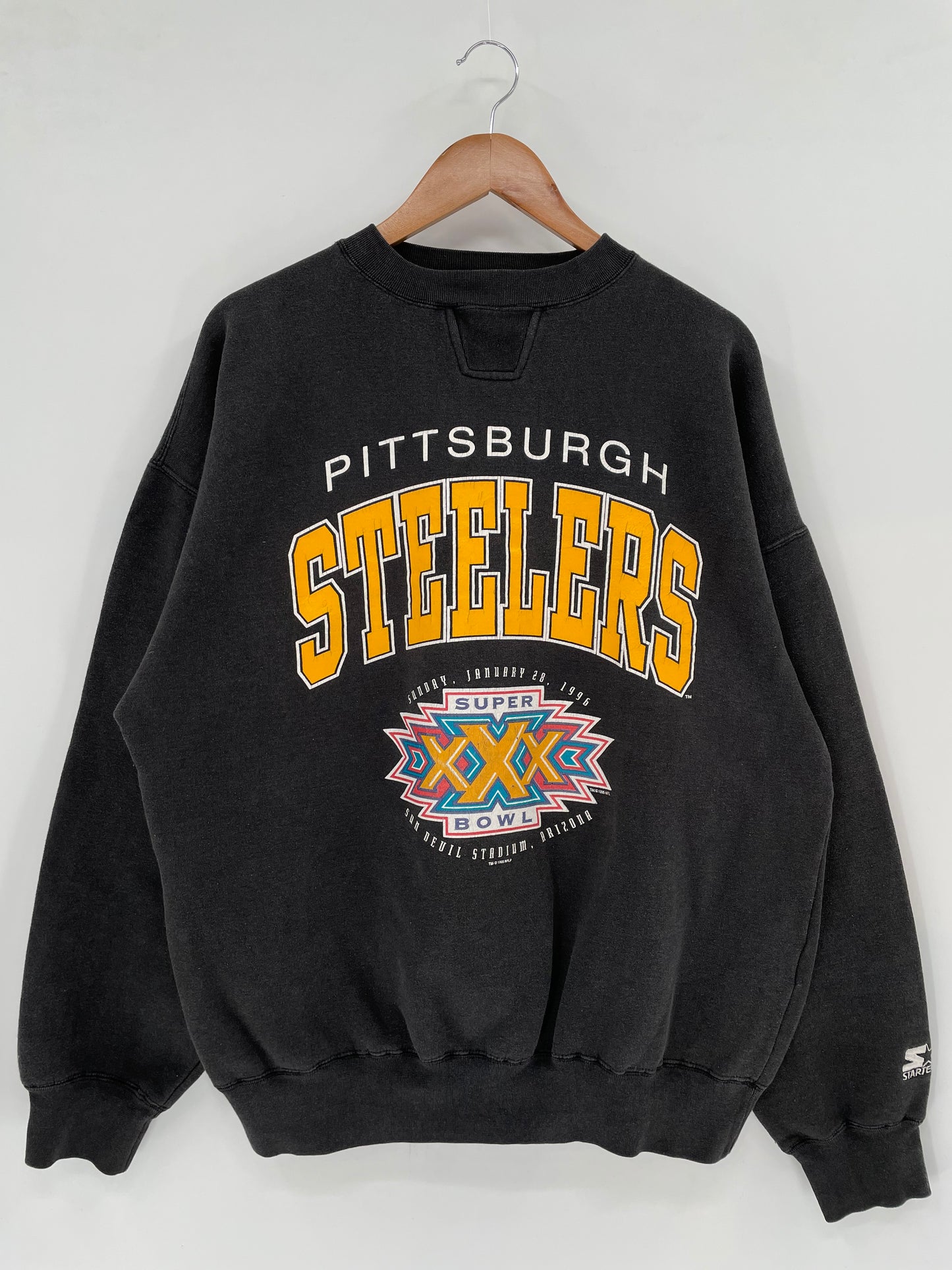 1995 STARTER SUPER BOWL PITTSBURGH STEELERS Size XL Vintage NFL Sweat-shirt / K1754
