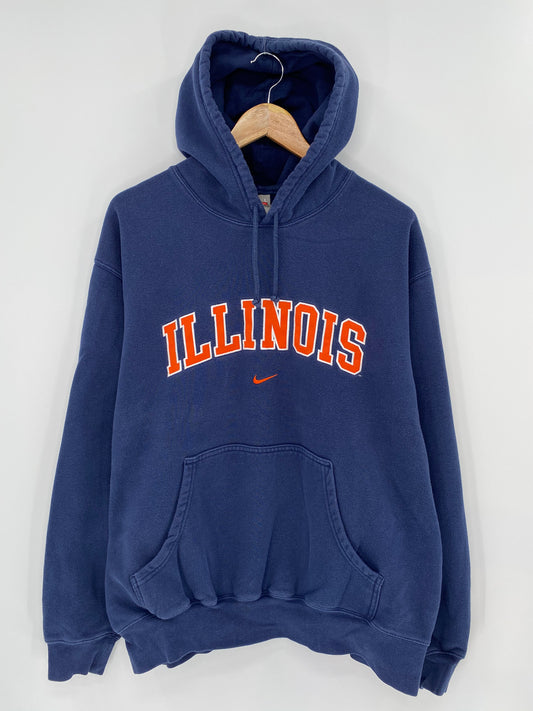 00’ NIKE ILLINOIS Size L Vintage Hoodie Sweat-shirt /9121
