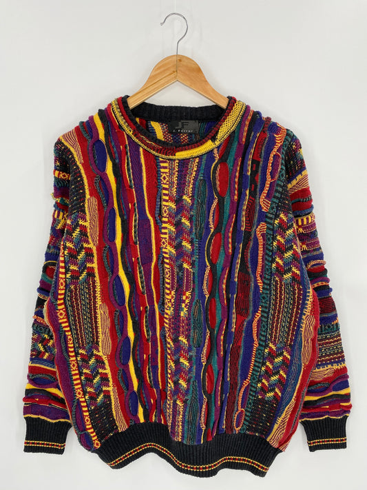 Vintage 3D Coogi-Style SizeNo Tag (Approx. L) Knit Sweater / 7037