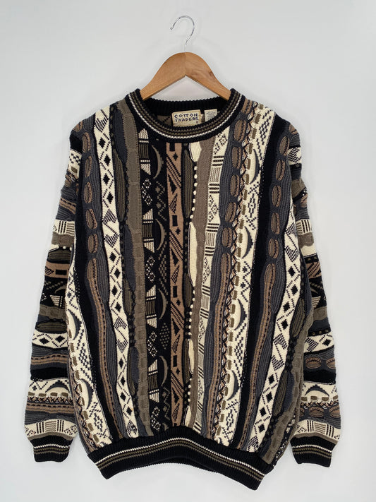 Vintage 3D Coogi-Style Size L Knit Sweater / 8703