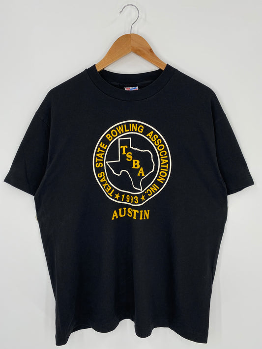 1993' TEXSAS STATE BOWLING ASSOCIATION Made in USA Size L Vintage T-Shirt / K1174