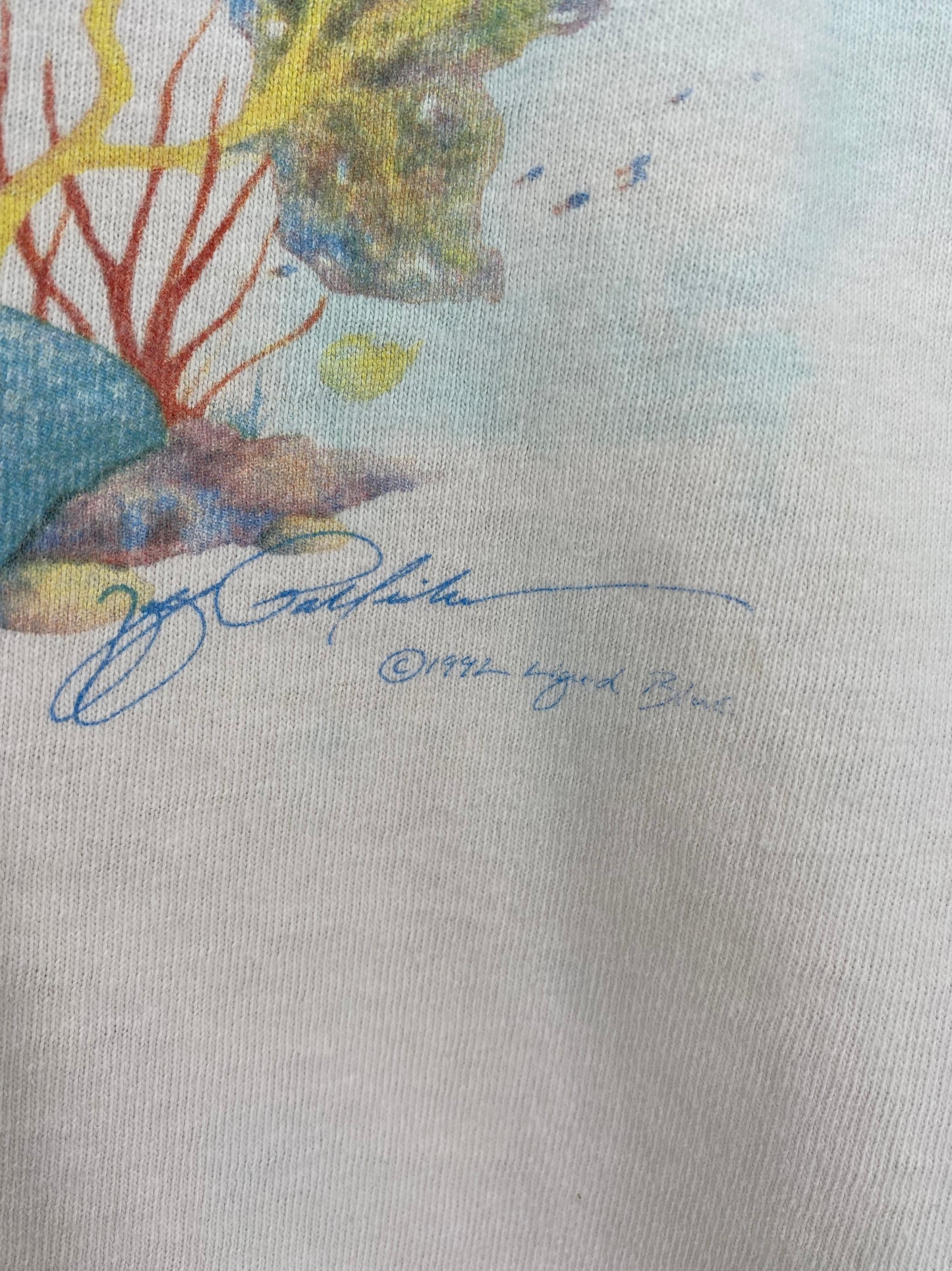 1992' LIQUIT BLUE CORAL REEF Made in USA Size L T-Shirt / K1534