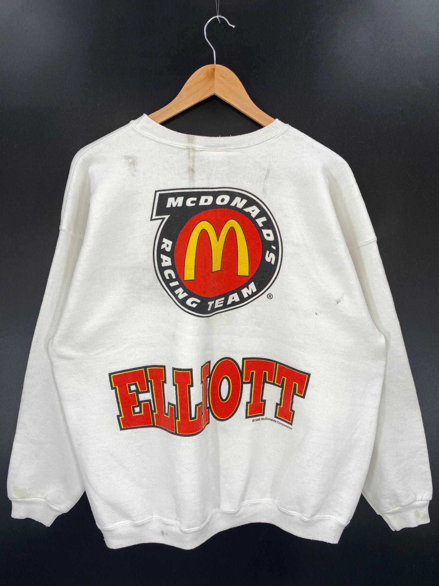 1995 ELLIOTT HARDY x MCDONALD RACING TEAM Size XL Vintage Racing Sweat-shirt / A4812