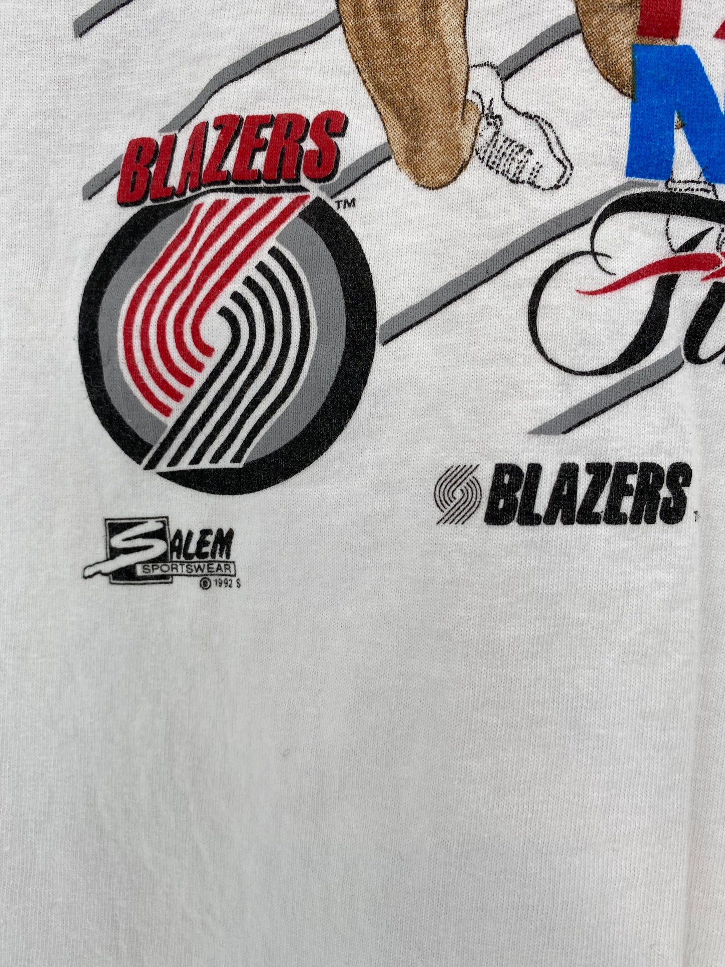 1992 BLAZERS x CHICAGO BULLS FINAL Made in USA Size XL Vintage NBA T-shirt / 9384