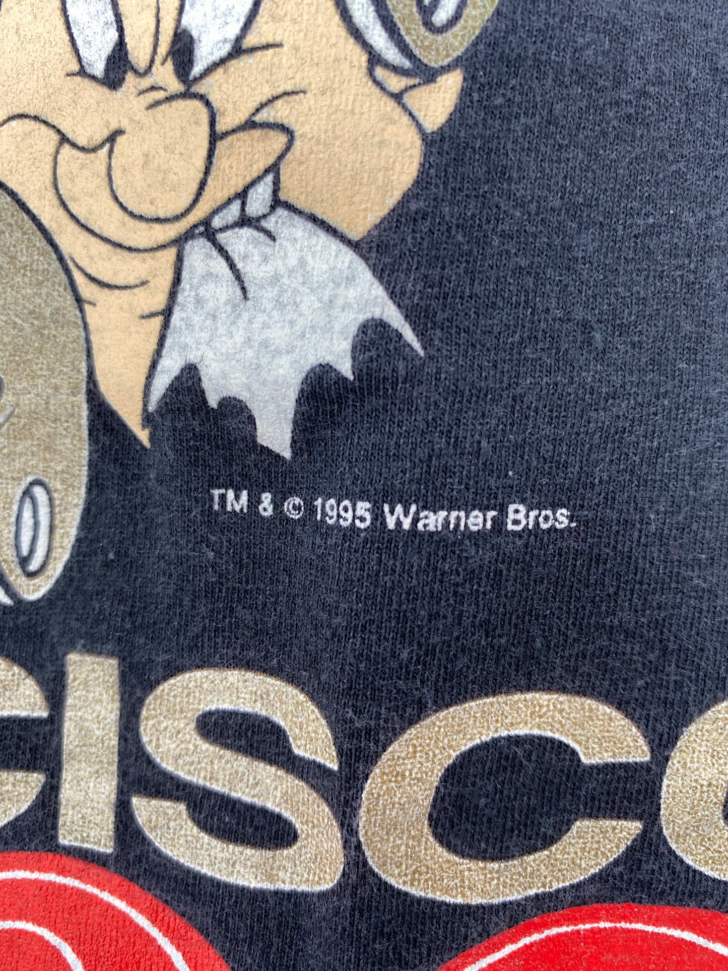 1995 LOONEY TUNES SAN FRANCISCO 49ers Size XL Vintage NFL T-Shirt / 8547