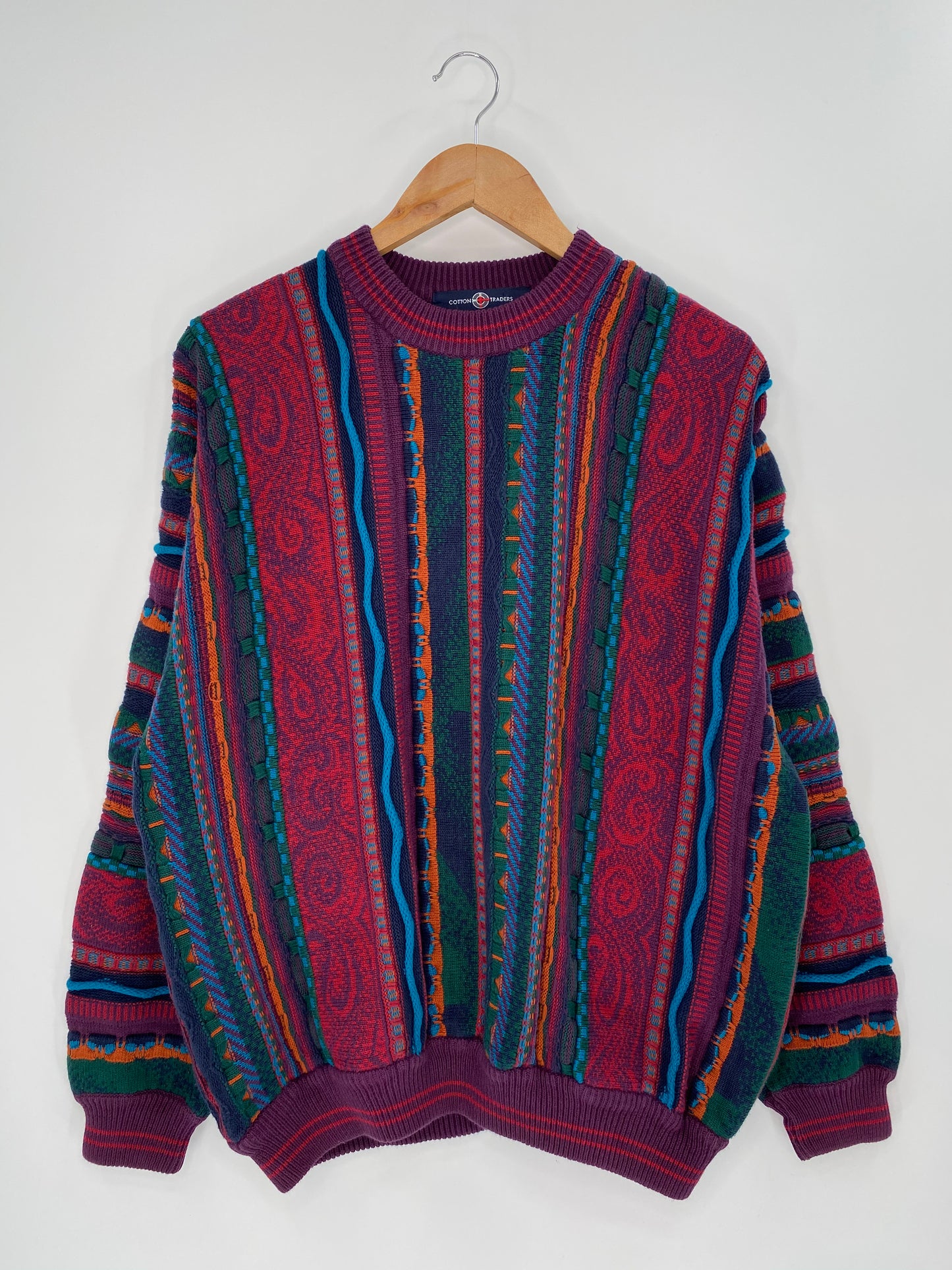 Vintage 3D Coogi-Style Size L Knit Sweater / 8704
