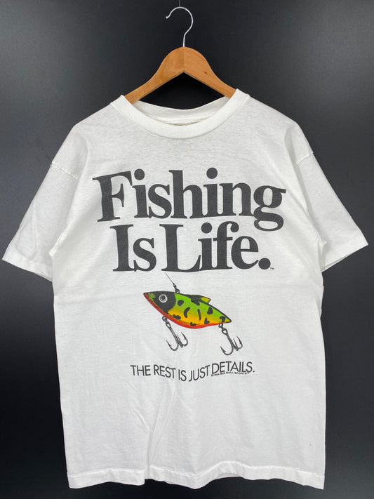 1994' FISHING IS LIFE Made in USA Size L Vintage T-Shirt / K2216