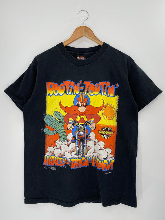 1991 LOONEY TUNES x HARLEY DAVIDSON Sam Made in USA Size L Vintage T-Shirt / 8591