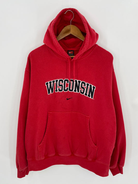 90’s NIKE WISCONSIN Size L Vintage Hoodie Sweat-shirt / 6519