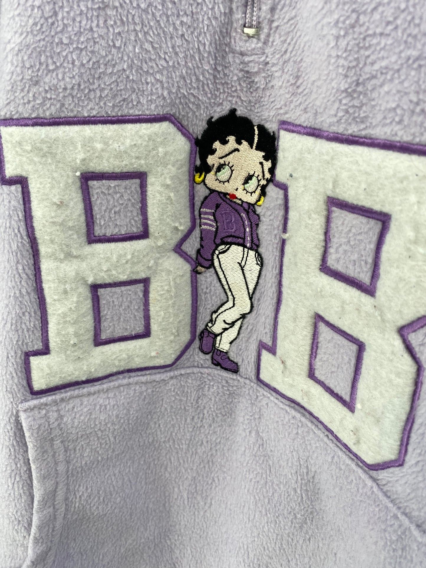2003 BETTY BOOP Size Ladies (Approx.L) Vintage Half-Zip Hoodie Fleece / K3854