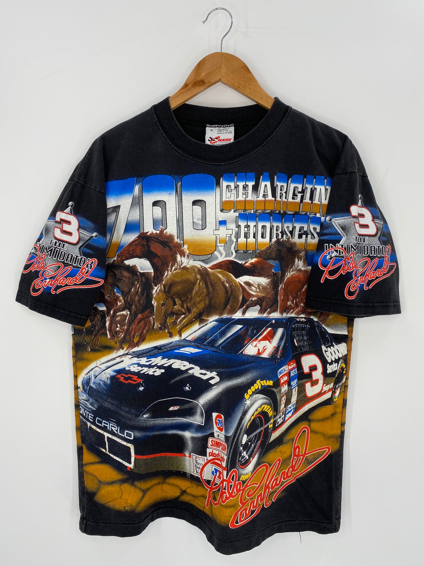 00’ 700 CHARGING HORSES Made in USA Size M Vintage Racing T-shirt / 9400