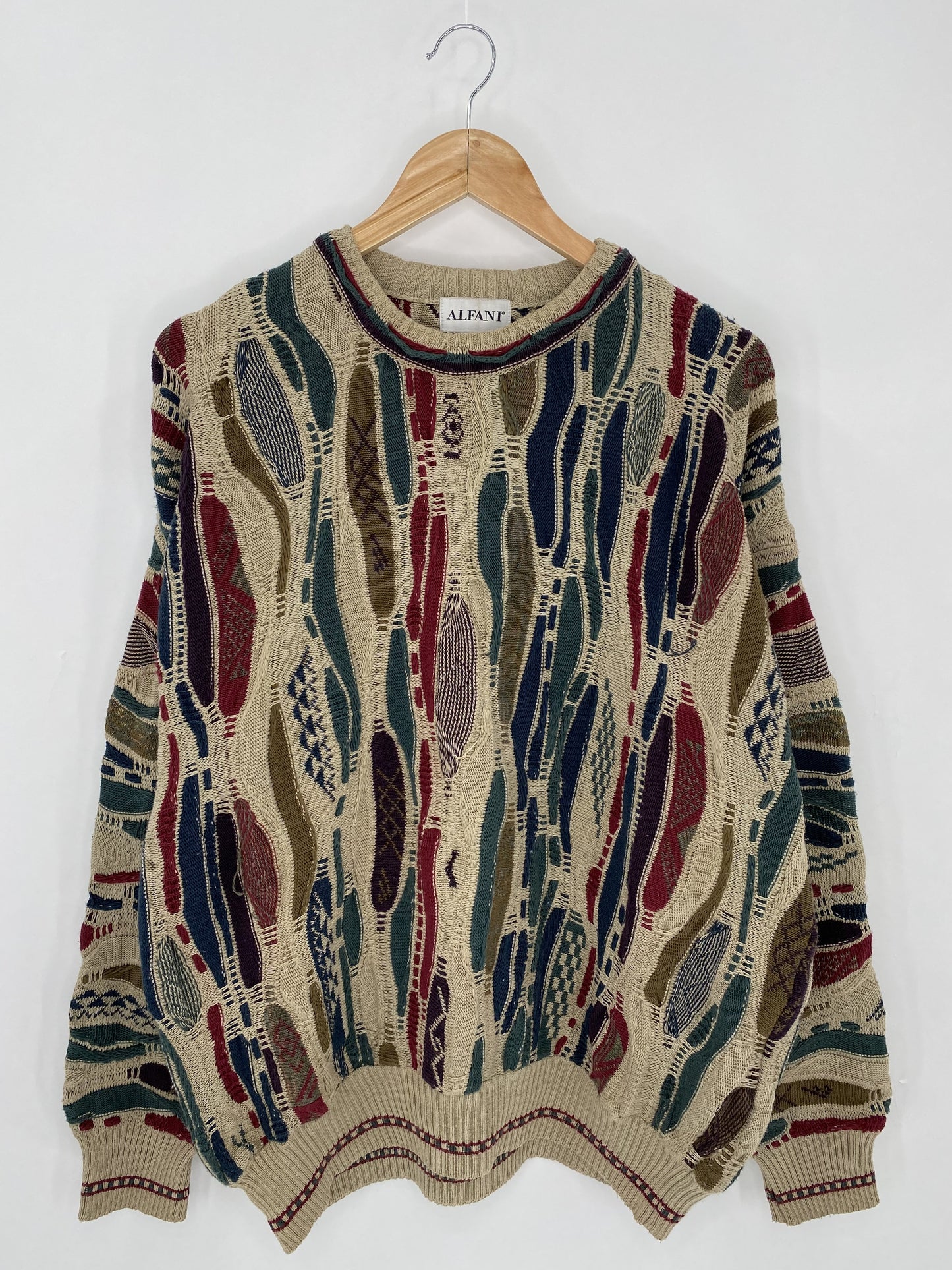Vintage 3D Coogi-Style Size XL Knit Sweater / K5728