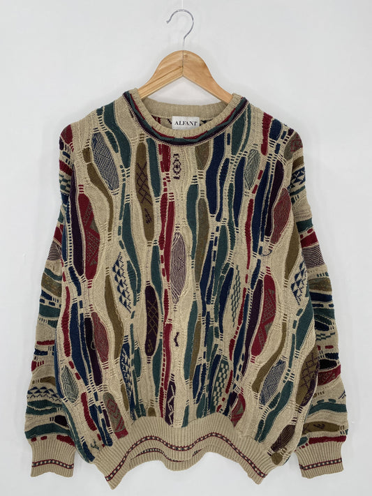Vintage 3D Coogi-Style Size XL Knit Sweater / K5728