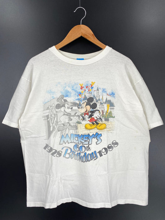 1988 DISNEY MICKEY Made in USA Size XL Vintage T-Shirts / A3144