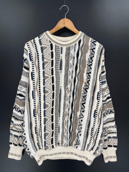 Vintage 3D Coogi-Style Size L Knit Sweater / 9445