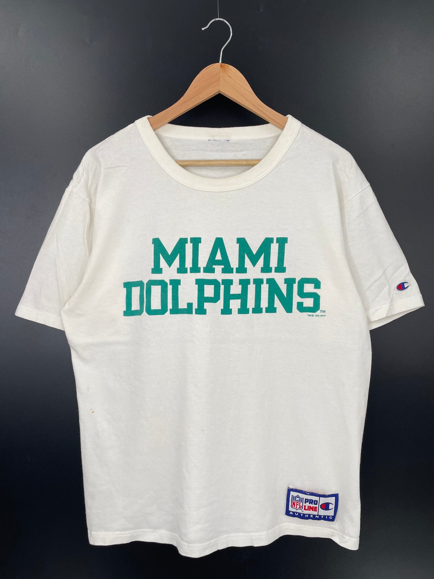 1994 MIAMI DOLPHINS x Champion (No tag) Approx. Size L Vintage NFL T-shirt / A6119