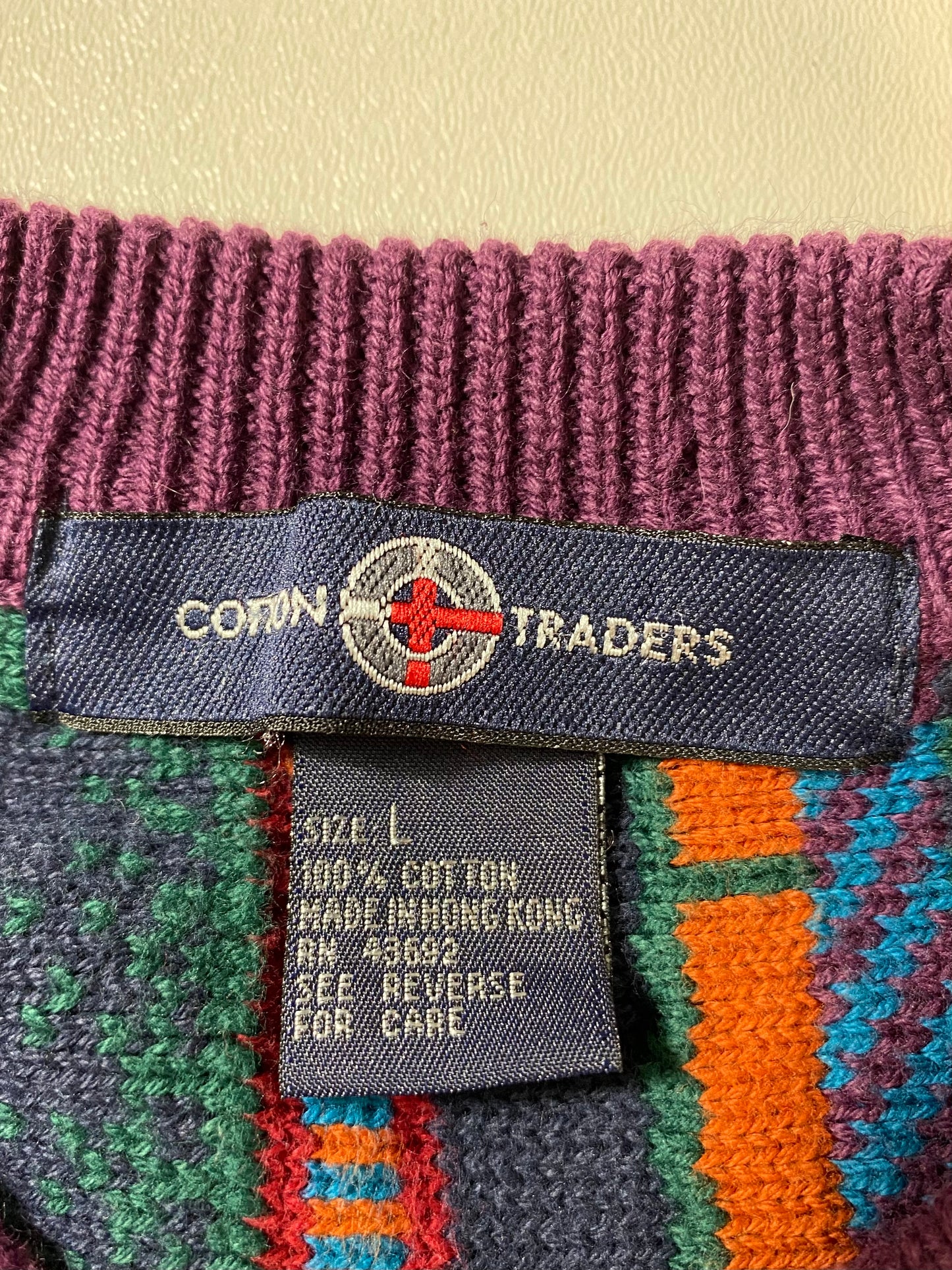 Vintage 3D Coogi-Style Size L Knit Sweater / 8704