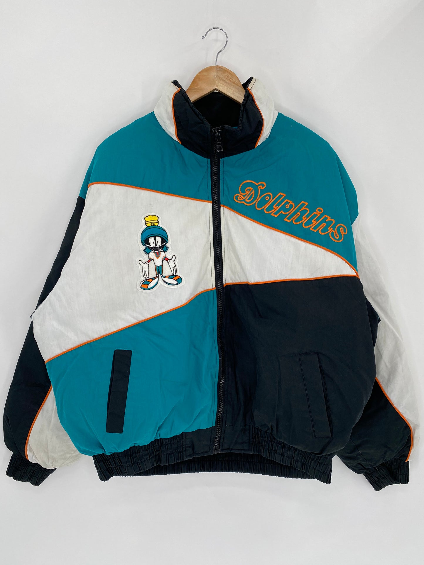 Vintage Looney Tunes x NFL Dolphins Size XL Padded Nylon Jacket / 5493