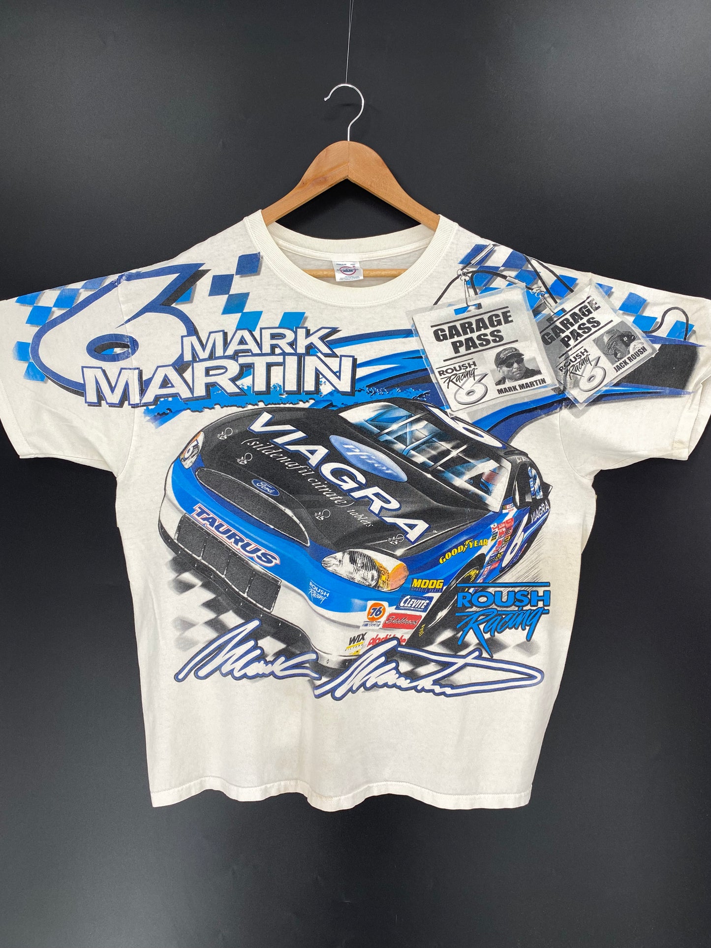 90’s ROUSH RACING MARK MARTIN Made in USA Size XL Vintage Racing T-shirt / 9459
