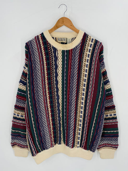 Vintage 3D Coogi-Style Size XL Knit Sweater / 9449