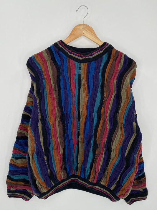Vintage 3D Coogi-Style Size M Knit Sweater / 6315