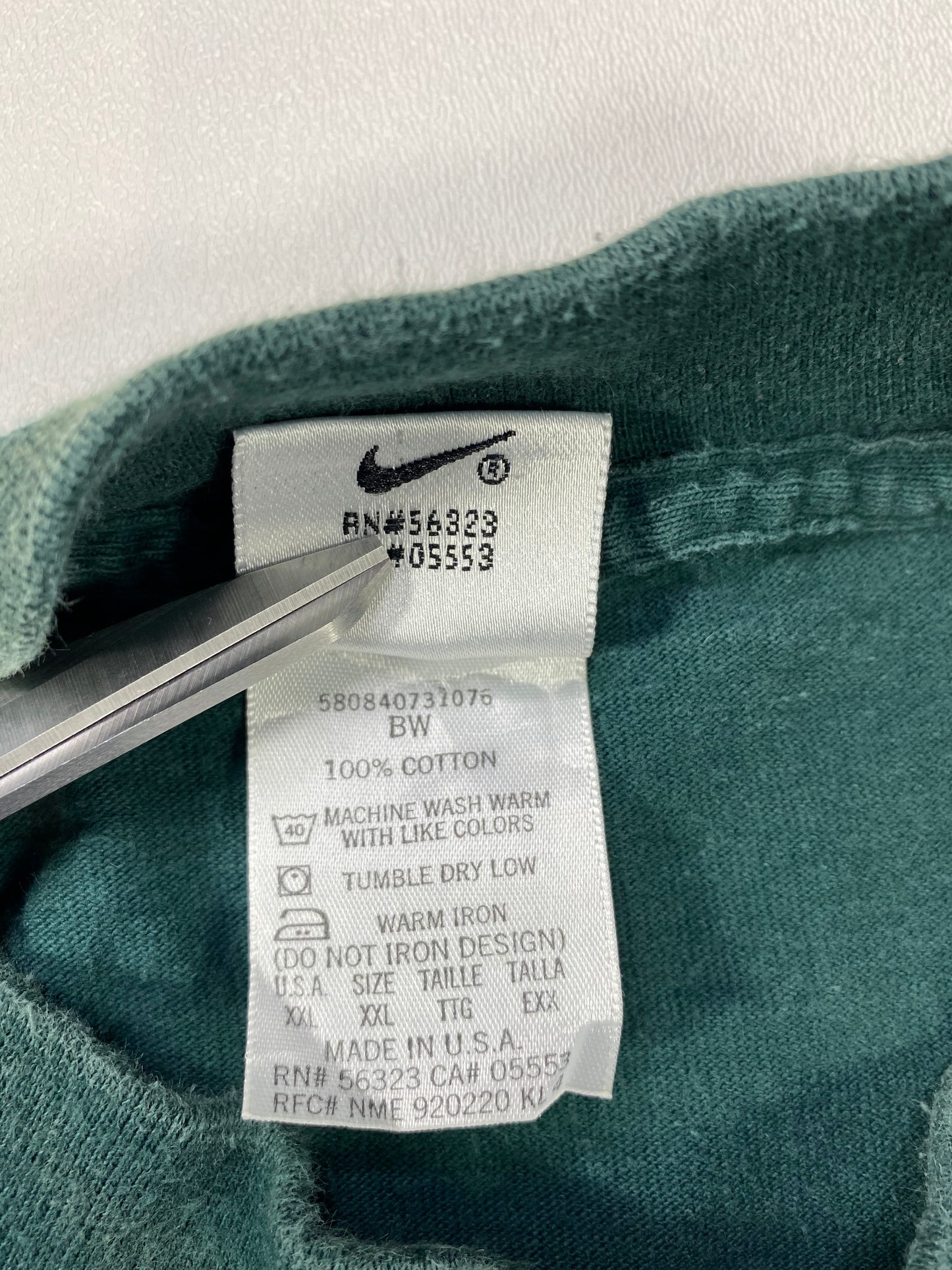 90's NIKE Mini Swoosh Made in USA Size XXL Vintage Heavy Cotton Long Sleeve T-Shirt / 6160