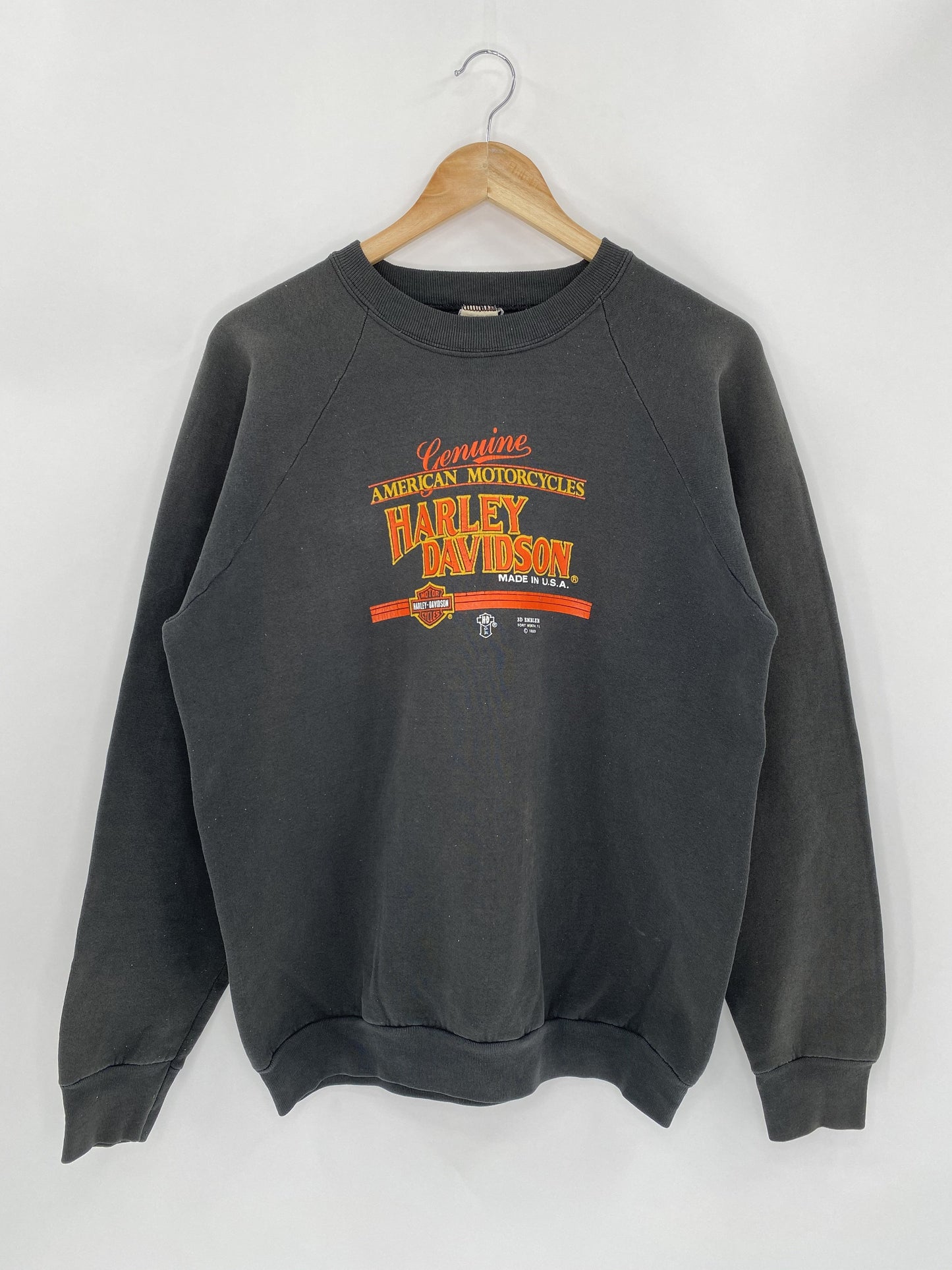 1989 3D Emblem Harley Davidson Made in USA Size XL Vintage Sweat-Shirt / K4896