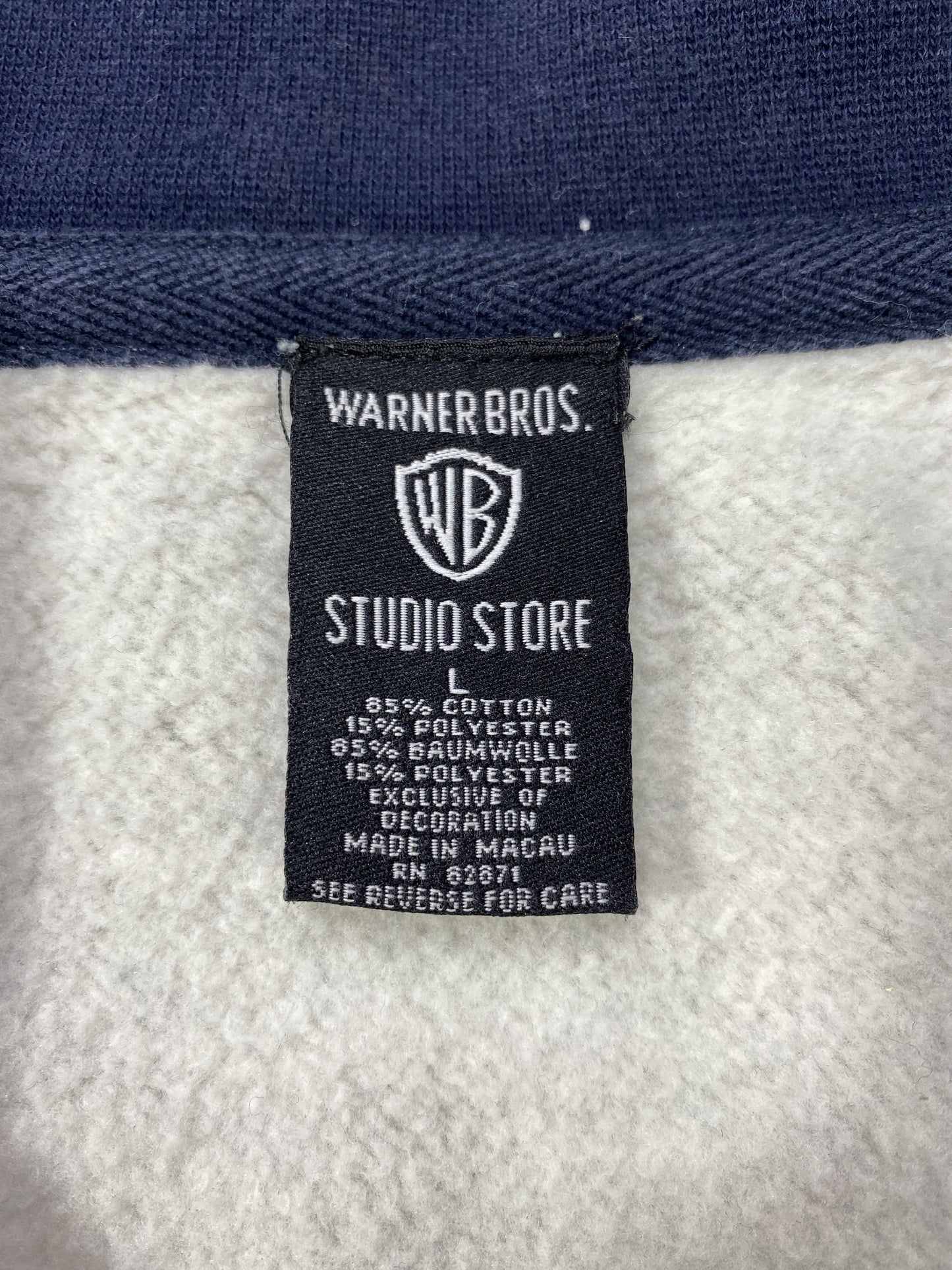 00' WARNER BROS. Half-Zip Size L Vintage Sweat-shirt / K5373